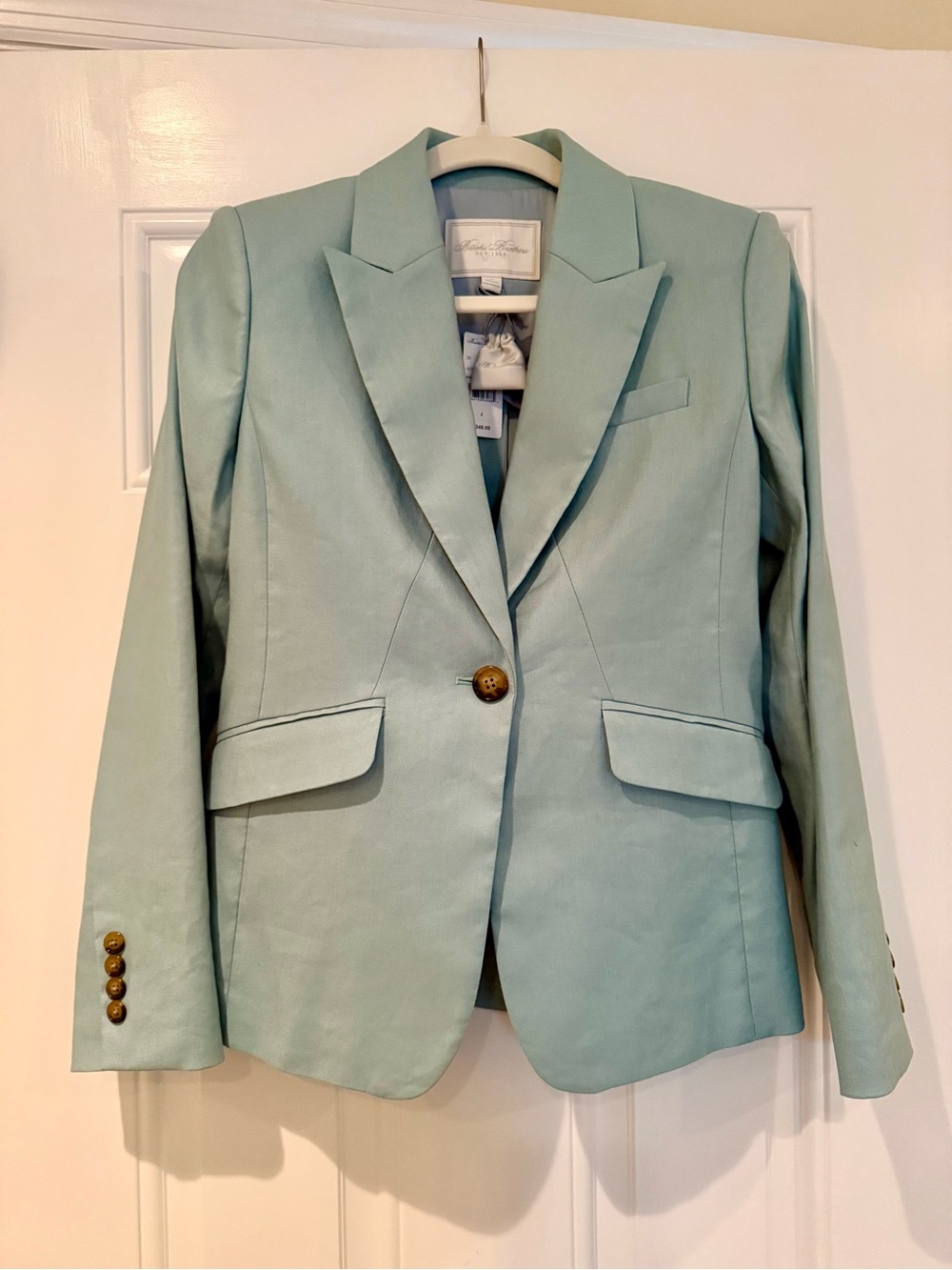 NWT Brooks Brothers Light Teal Linen-Blend Blazer - Picture 5 of 8